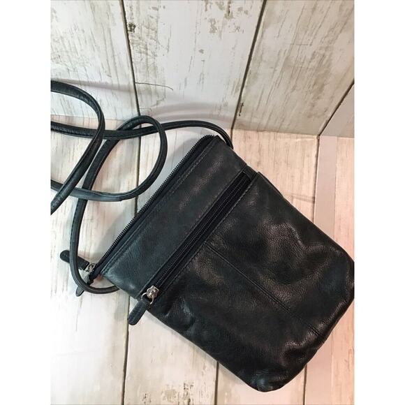 GENUINE ILI NEW YORK Leather Bag Purse Cross Body Dark Green Adj. Strap … - Picture 1 of 6
